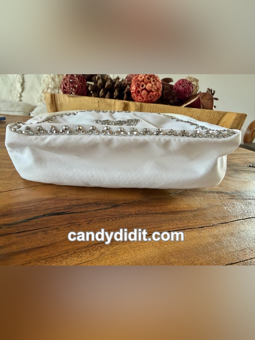 New! Handmade Candy Did It! White With Silver Crystal Logo Bum Bag Purse - Picture 13 of 13